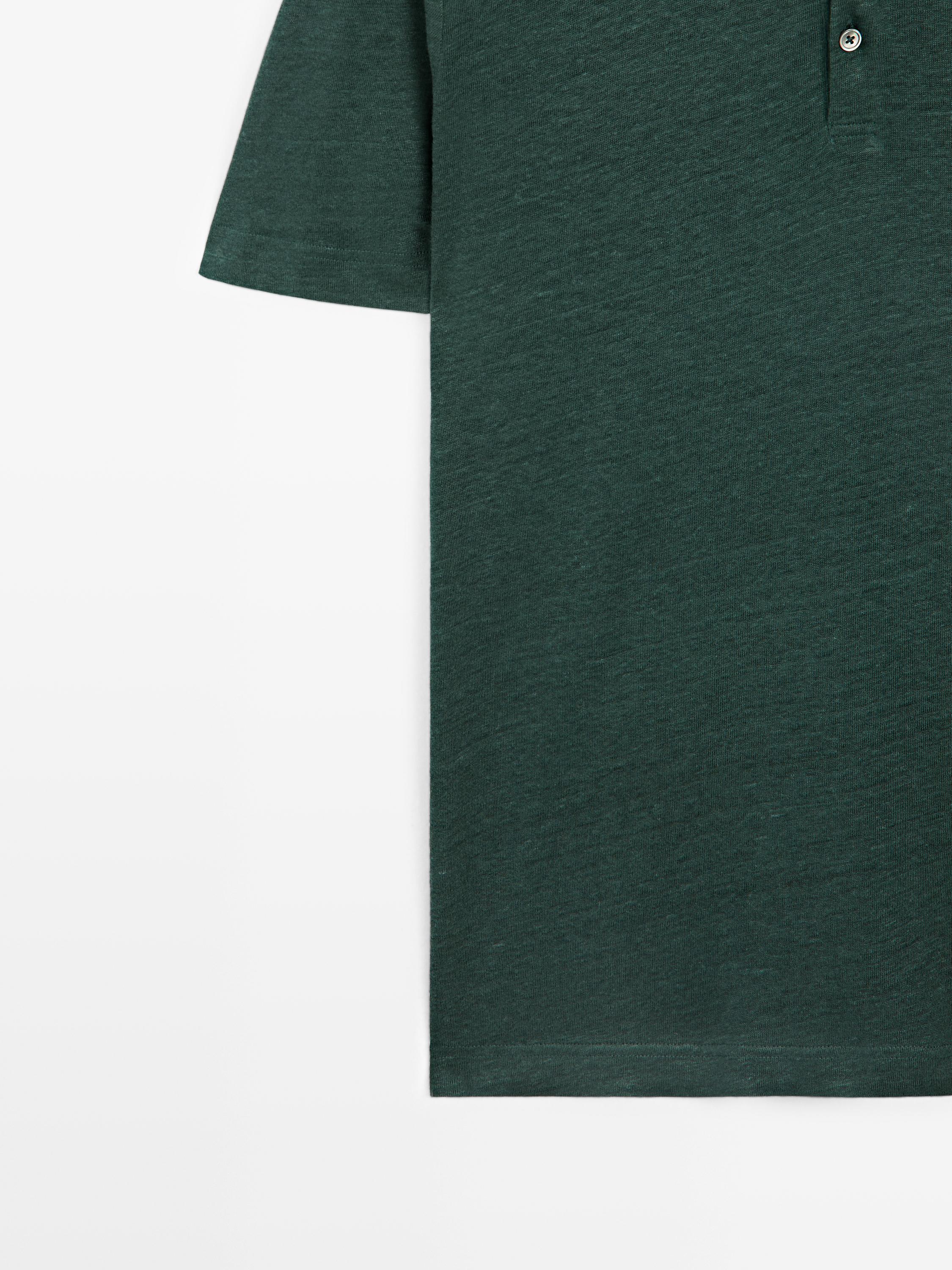 100% linen short sleeve polo shirt